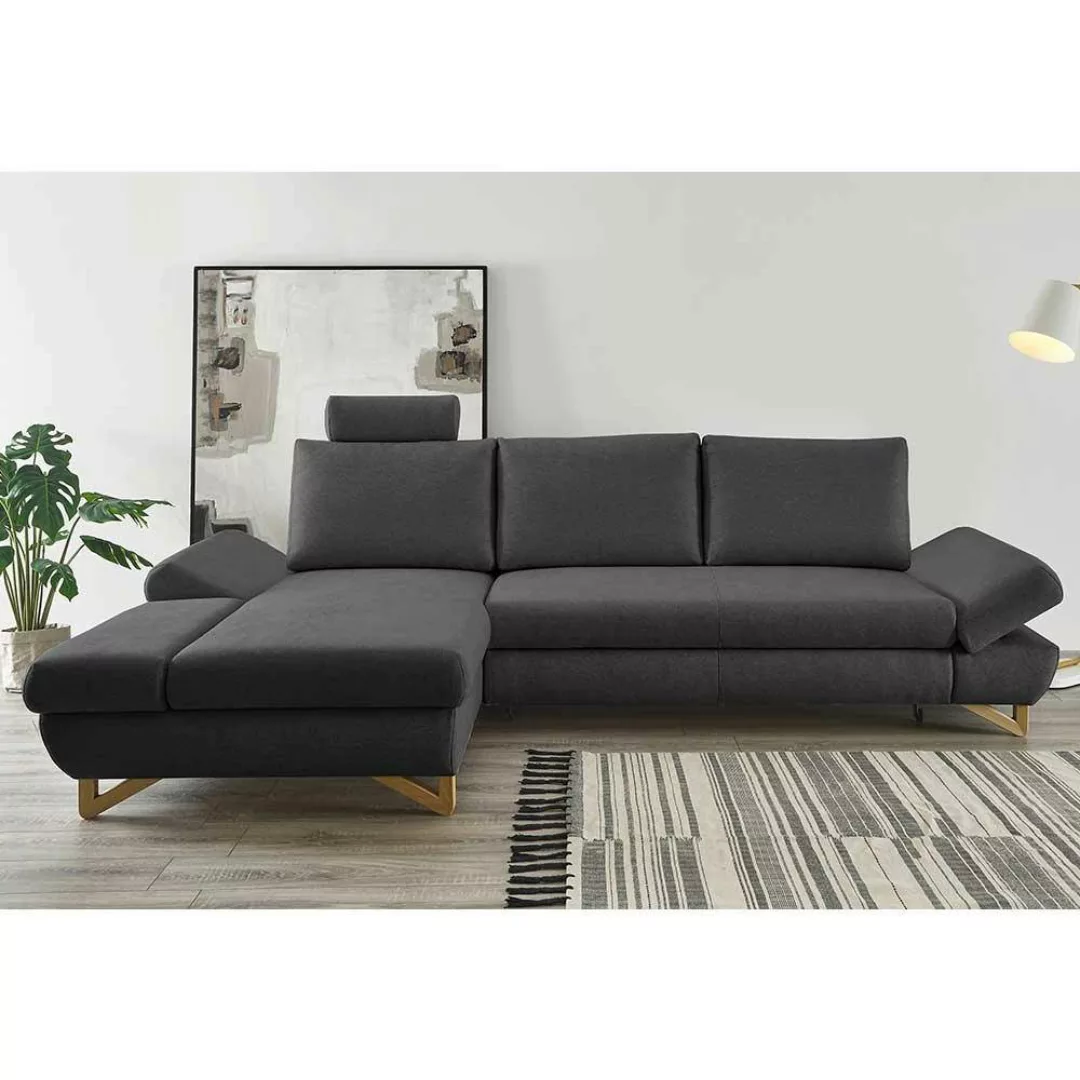 Sofa Funktionsecke in Anthrazit verstellbaren Armlehnen günstig online kaufen
