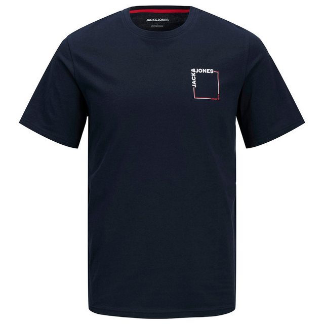 Jack & Jones Rundhalsshirt Große Größen T-Shirt dunkelblau Brustprint Jack& günstig online kaufen