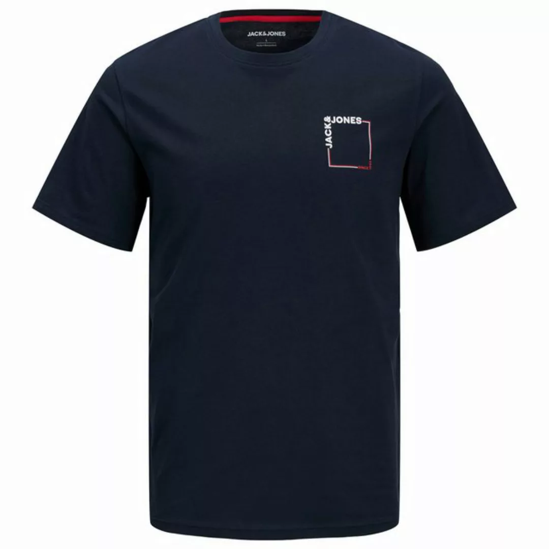 Jack & Jones Rundhalsshirt Jack&Jones XXL T-Shirt dunkelblau Brustprint JJV günstig online kaufen