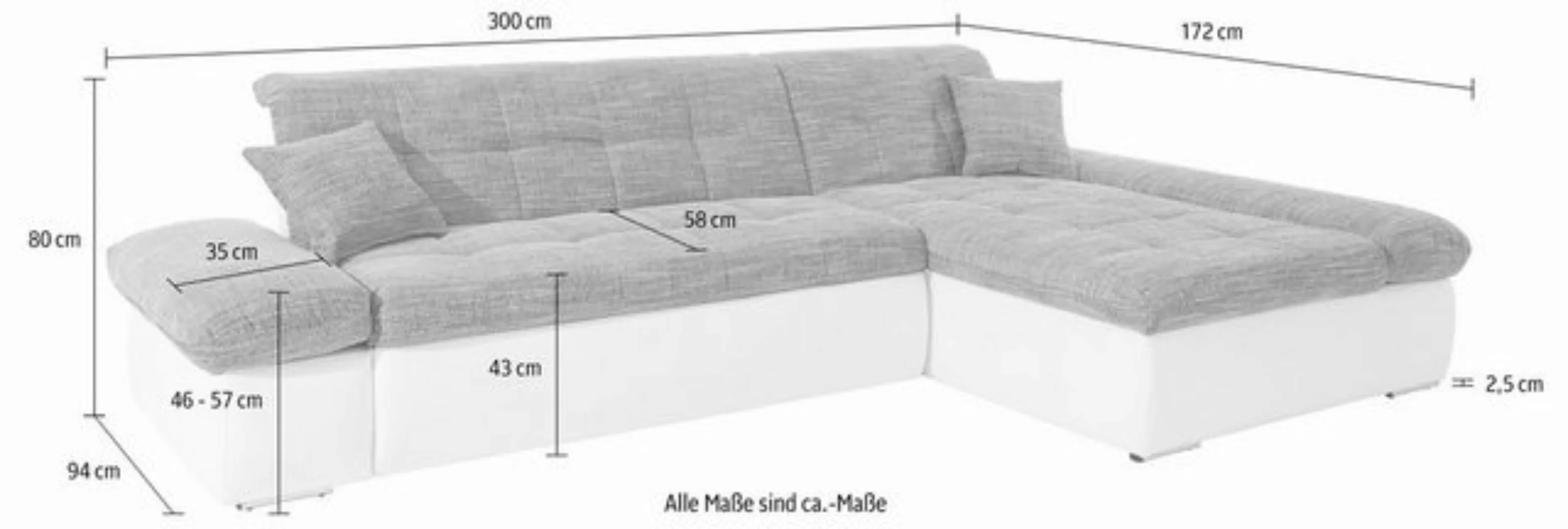 DOMO collection Ecksofa "NMoric incl. Zierkissen B/T/H: 273/216/80 cm L-For günstig online kaufen