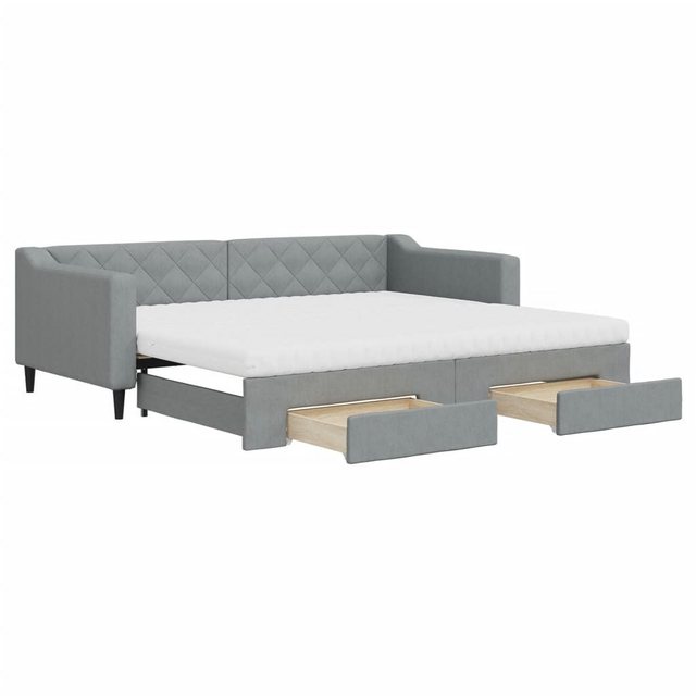 vidaXL Bett Tagesbett Ausziehbar mit Schubladen Hellgrau 90x200 cm Stoff günstig online kaufen