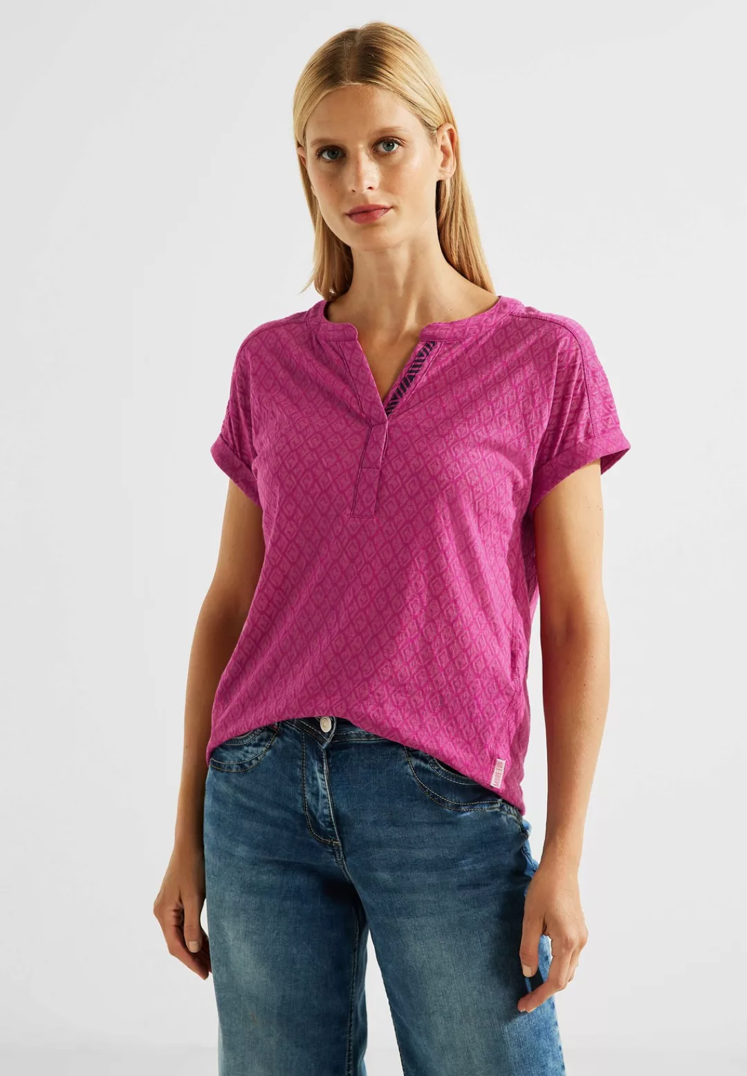 Cecil T-Shirt, mit geschlitztem Rundhalsausschnitt günstig online kaufen