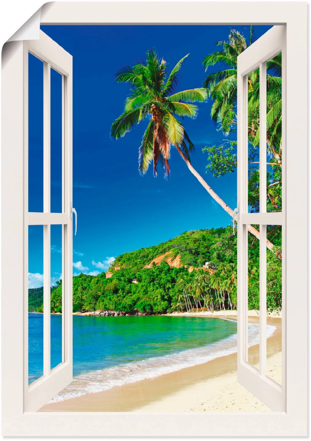 Artland Wandbild "Fensterblick Paradies", Fensterblick, (1 St.) günstig online kaufen