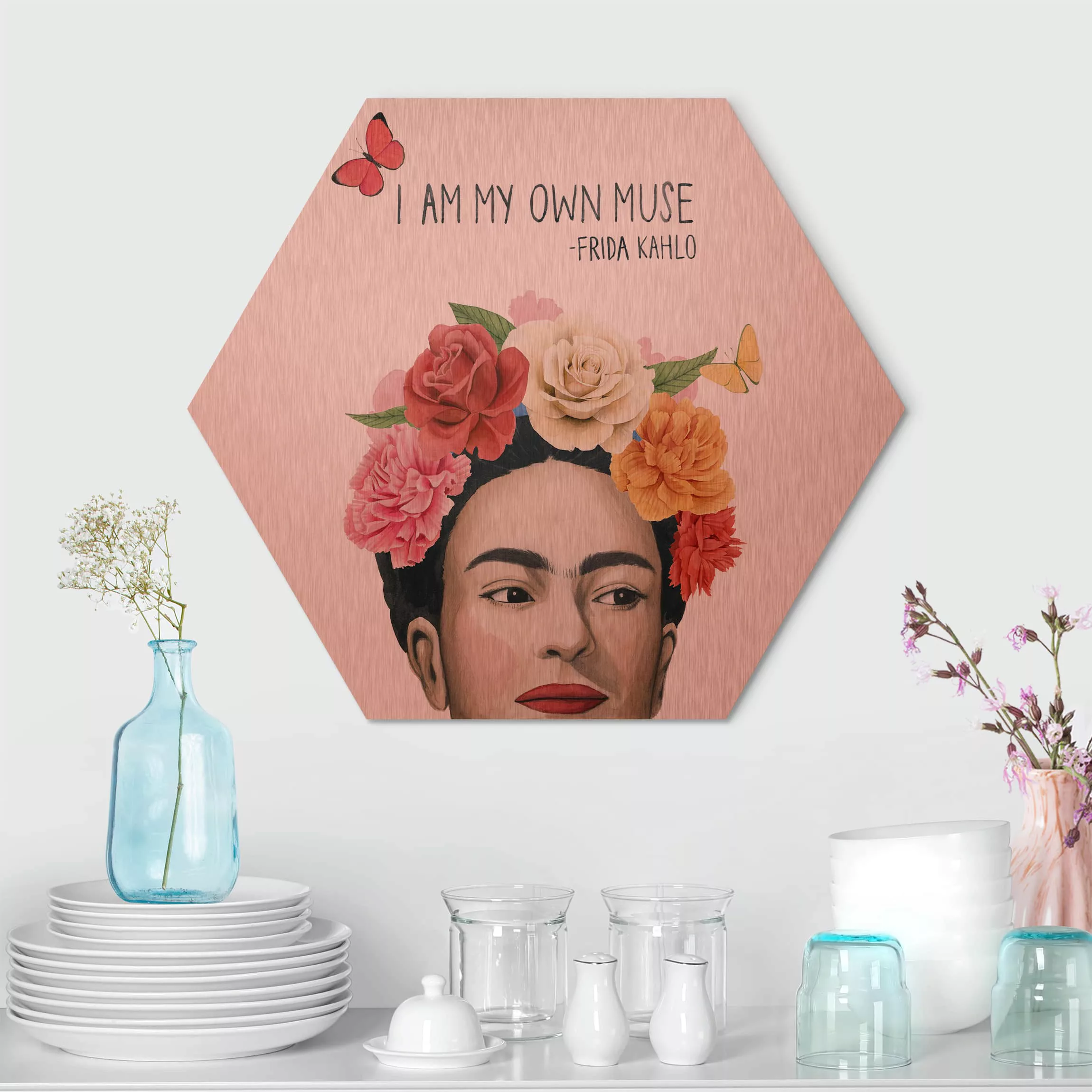 Hexagon-Alu-Dibond Bild Spruch Fridas Gedanken - Muse günstig online kaufen