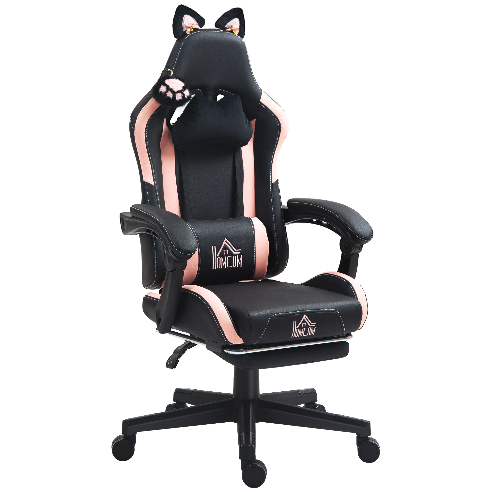 HOMCOM Gaming Stuhl mit Katzenohren, Bürostuhl mit Kunstlederbezug, Neigbar günstig online kaufen