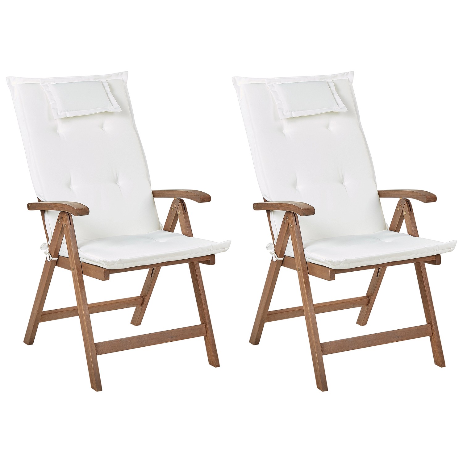 Beliani Gartenstuhl Dunkler Holzfarbton Weiss 69x54x105 günstig online kaufen