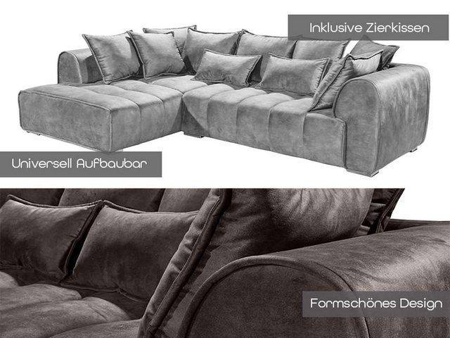 ED EXCITING DESIGN Ecksofa, Adamo Ecksofa 320 x 197 cm Polstergarnitur Couc günstig online kaufen