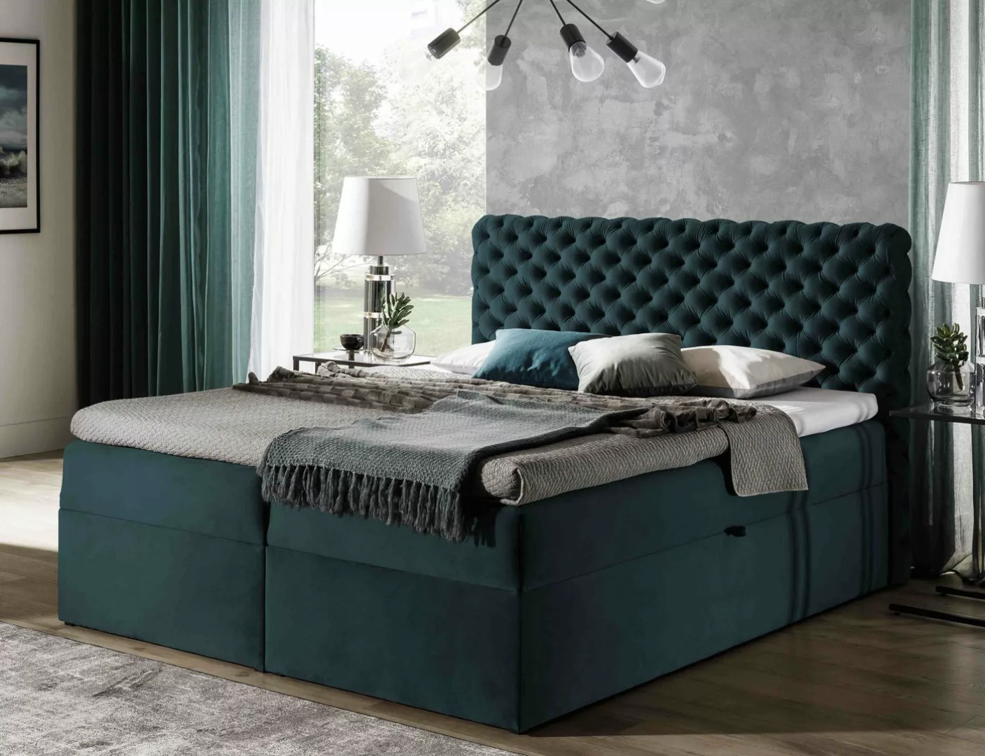 Furnix Boxspringbett HAILEY 120/140/160/180/200x200 mit zwei tiefen Bettkäs günstig online kaufen