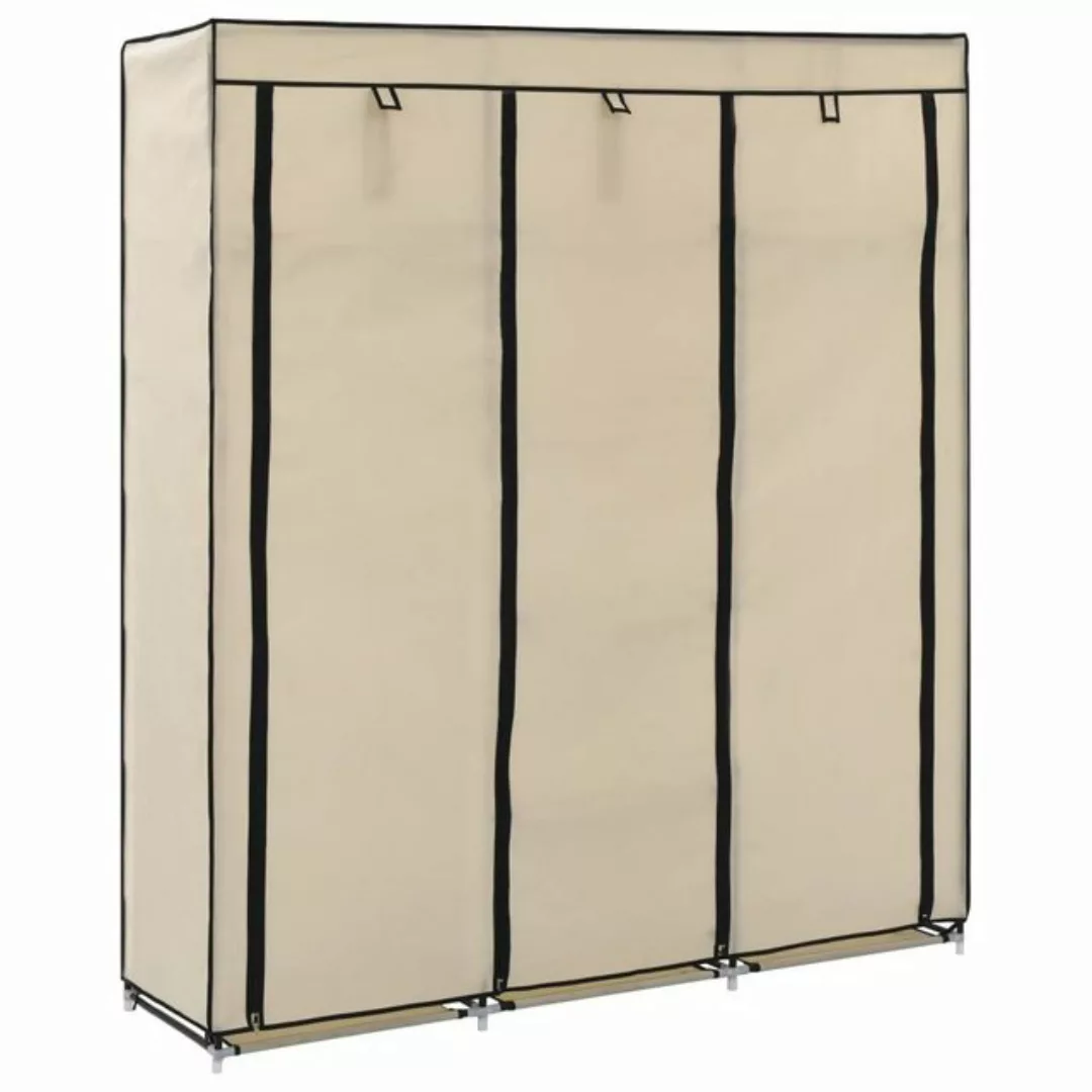 furnicato Kleiderschrank mit Fächern und Stangen Creme 150x45x175cm Stoff günstig online kaufen