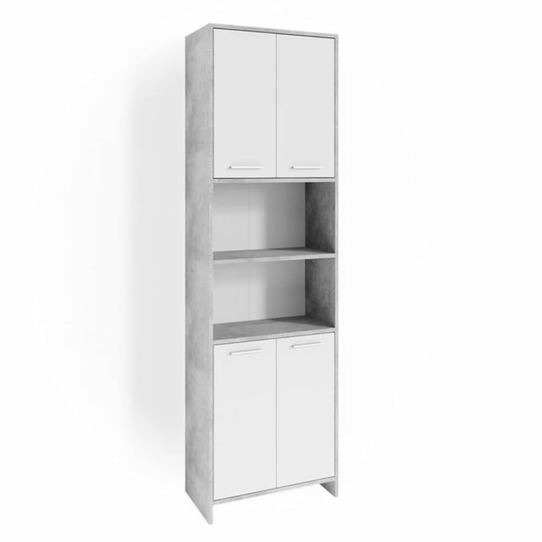 Vicco Hochschrank Maris, Weiß/Beton, 56.1 x 190 cm günstig online kaufen