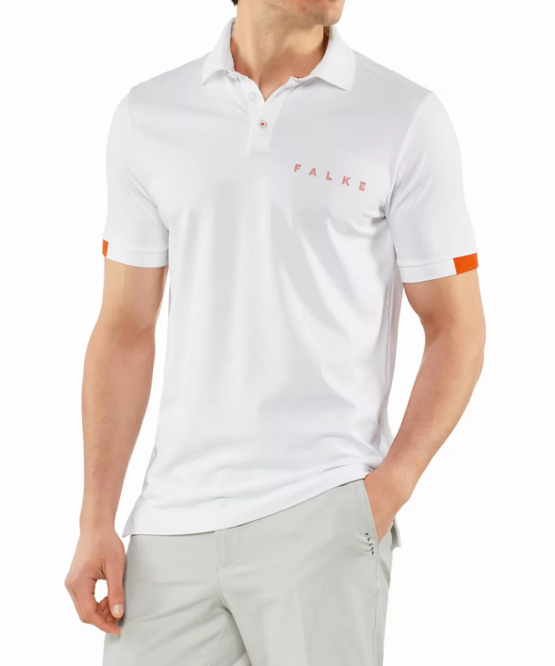 FALKE Herren Polo Shirt Polo, M, Weiß, Baumwolle, 37587-200003 günstig online kaufen