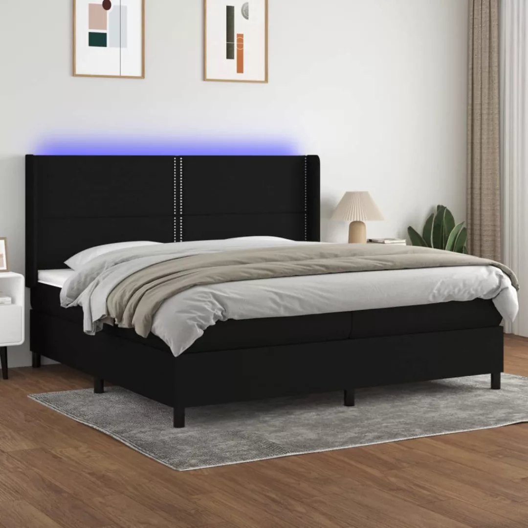 Vidaxl Boxspringbett Mit Matratze & Led Schwarz 200x200 Cm Stoff günstig online kaufen