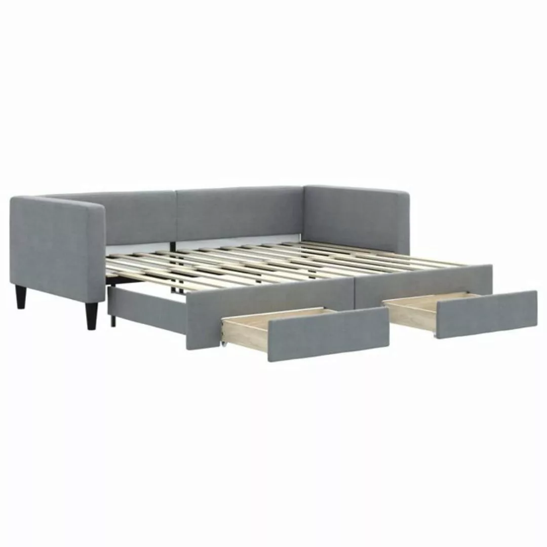 furnicato Bett Tagesbett Ausziehbar mit Schubladen Hellgrau 90x200 cm Stoff günstig online kaufen