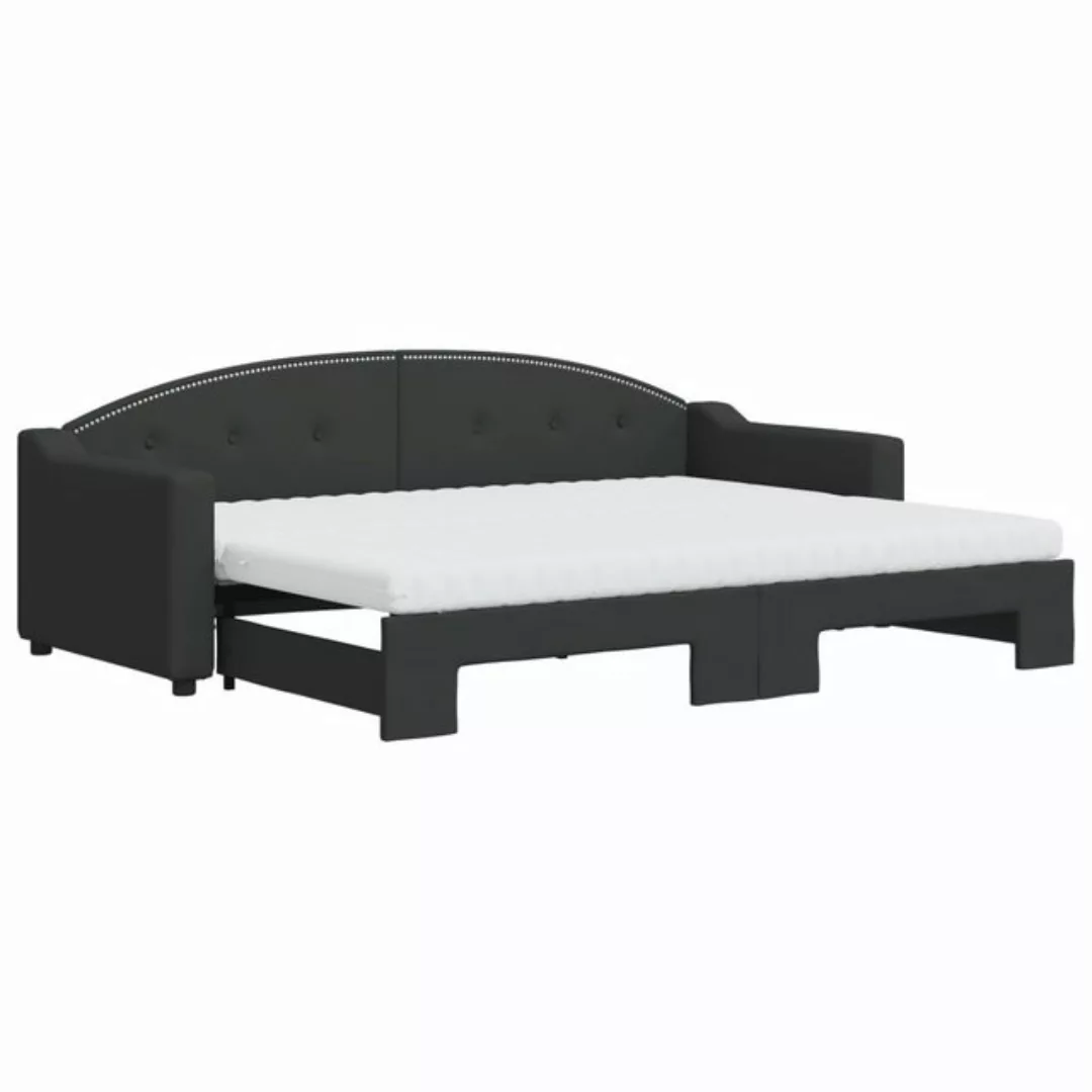 vidaXL Gästebett Gästebett Tagesbett Ausziehbar mit Matratzen Schwarz 80x20 günstig online kaufen