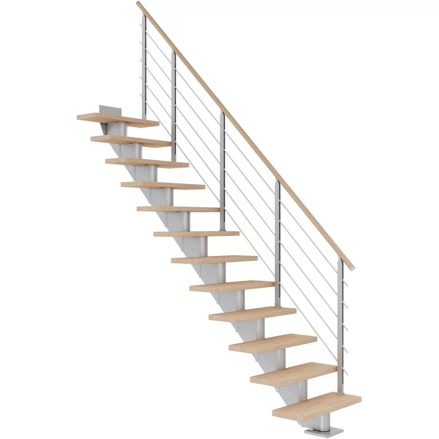 Dolle Mittelholmtreppe Hamburg Eiche Weiß Perlgrau GH b. 301cm Gerade 85cm günstig online kaufen