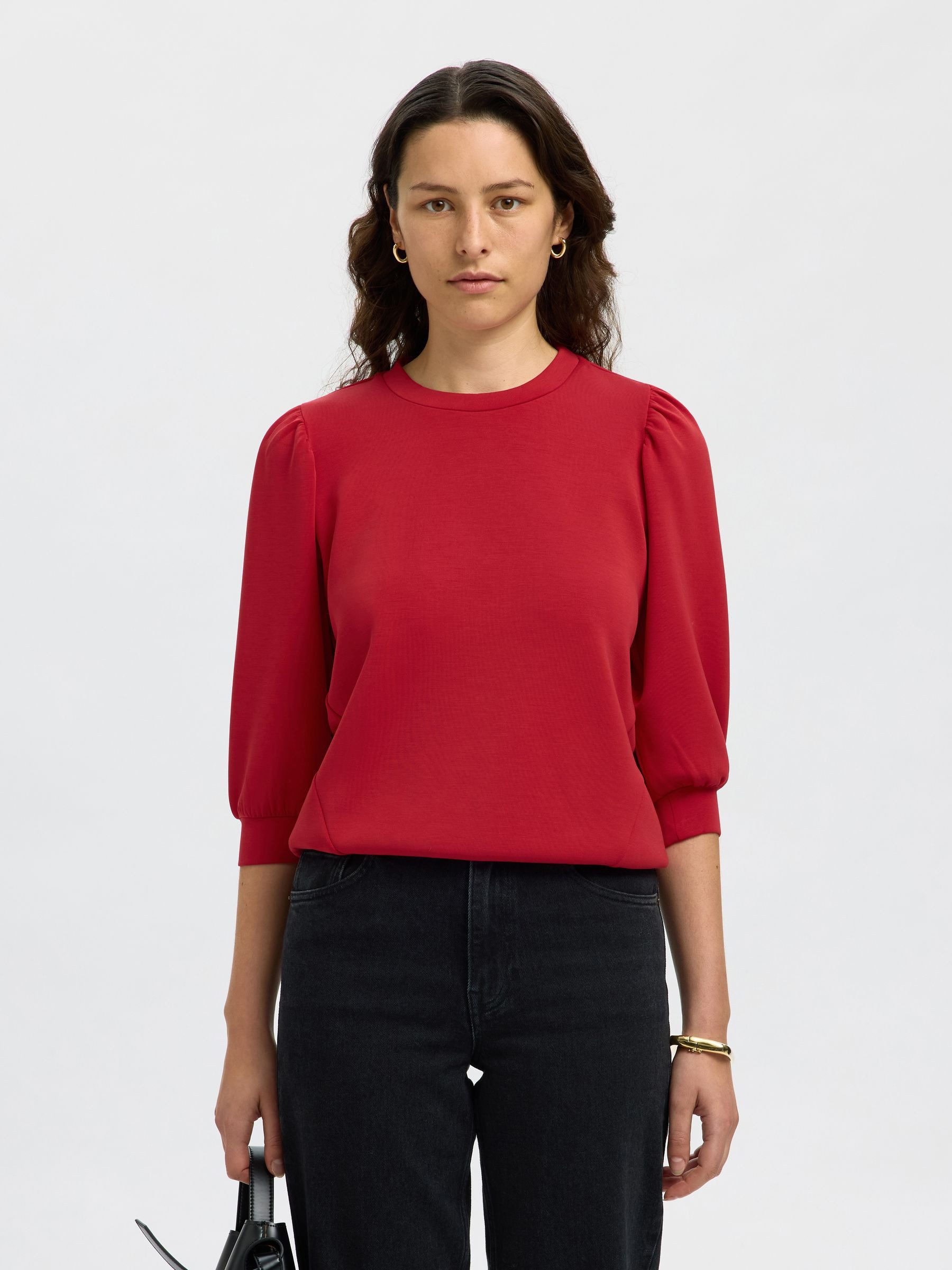 SELECTED FEMME Blusenshirt locker geschnitten Rundhalsausschnitt günstig online kaufen