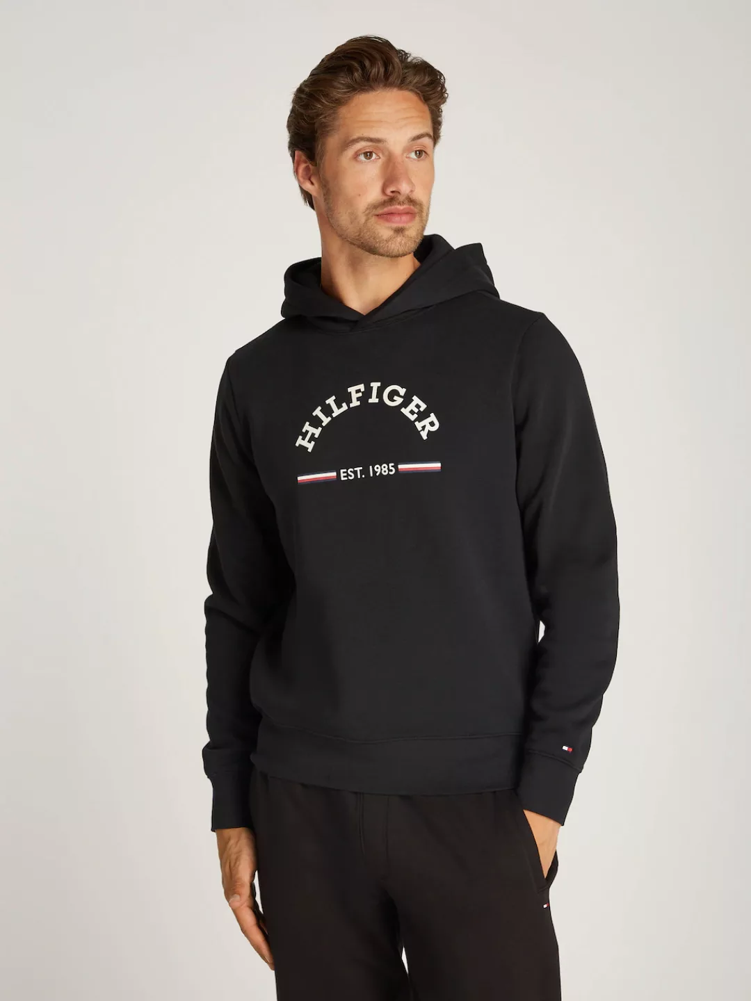 Tommy Hilfiger Kapuzensweatshirt ROUNDALL HOODY kontrastfarbener Markenprin günstig online kaufen