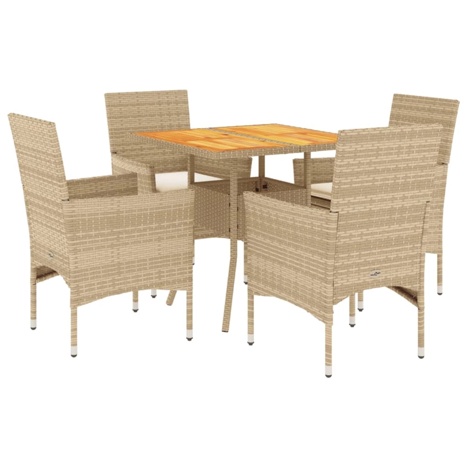 vidaXL 5-Tlg Garten-Essgruppe mit Kissen Beige Poly Rattan Akazie 3278716 günstig online kaufen