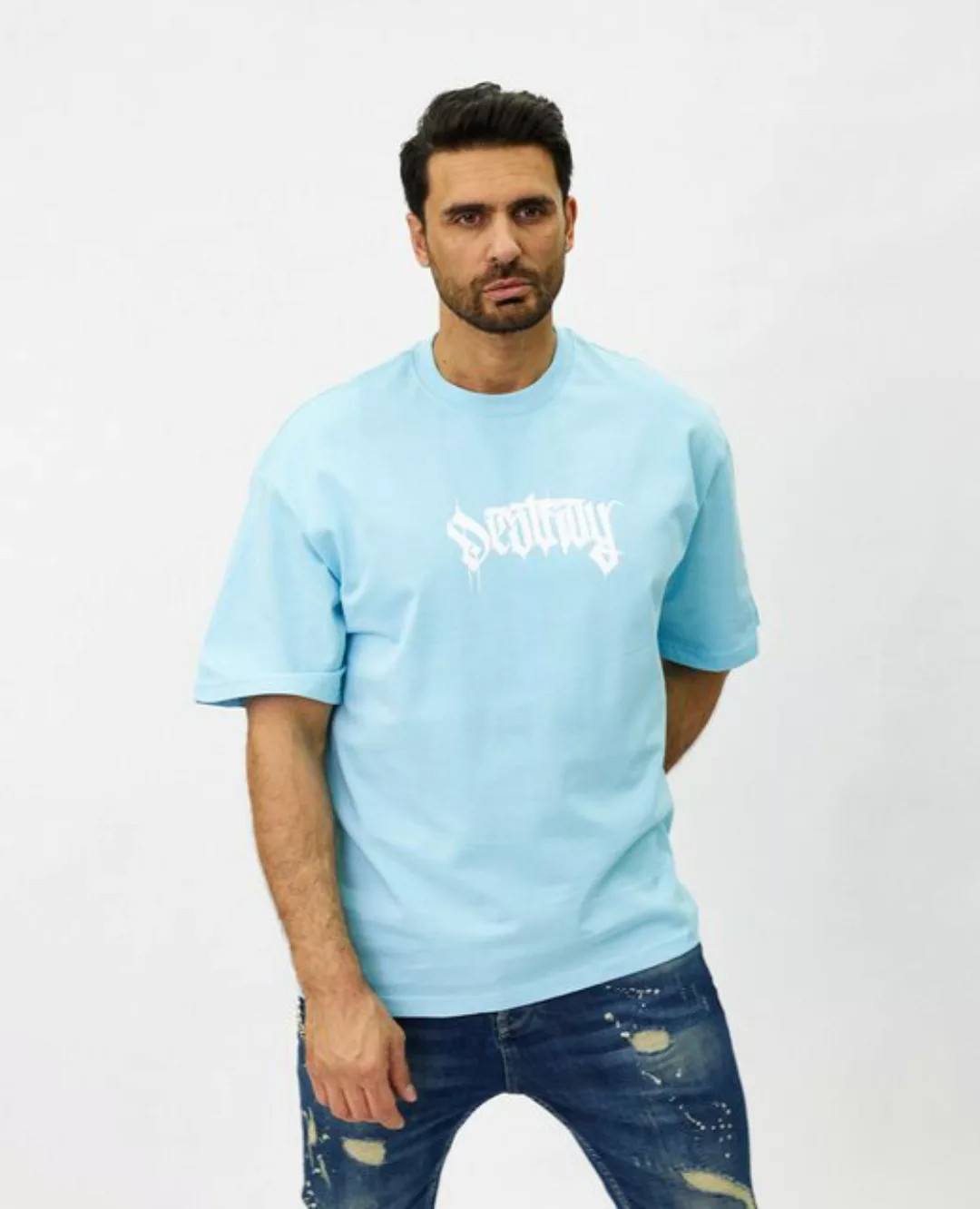 Denim House T-Shirt Oversized Herren T-Shirt mit lässigem Rückenprint Blau günstig online kaufen