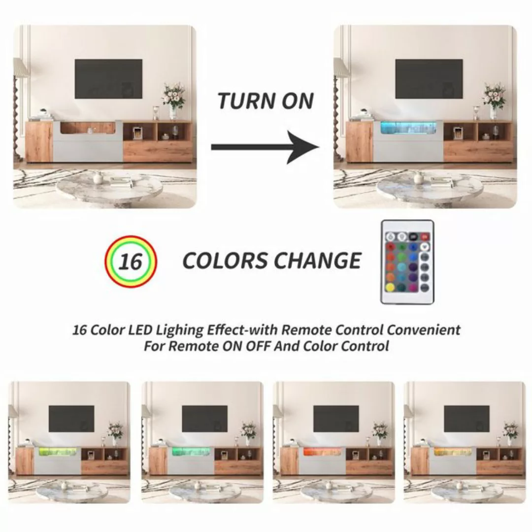 Fangqi TV-Schrank TV-Schrank,Lowboard mit 16 farbiger LED Beleuchtung,5 Fäc günstig online kaufen