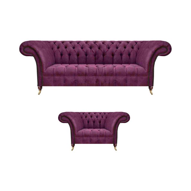 JVmoebel Chesterfield-Sofa Luxus Set 2tlg Wohnzimmer Polstermöbel Sofa Drei günstig online kaufen