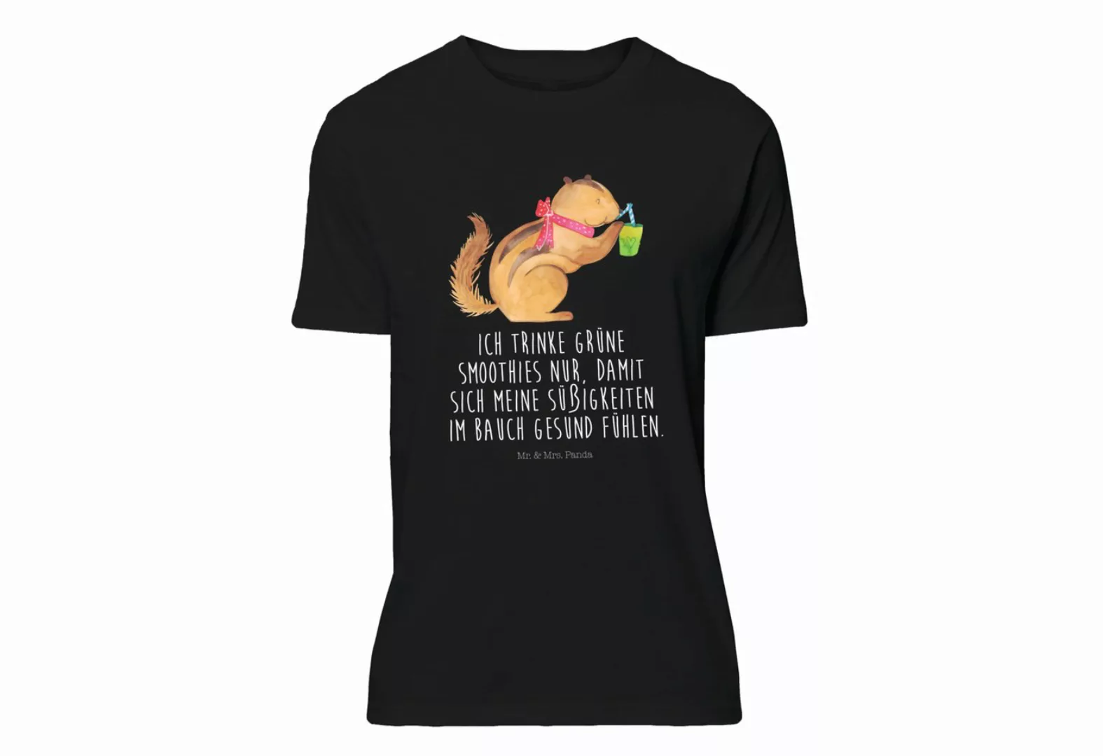 Mr. & Mrs. Panda T-Shirt Eichhörnchen Smoothie - Schwarz - Geschenk, Schlaf günstig online kaufen