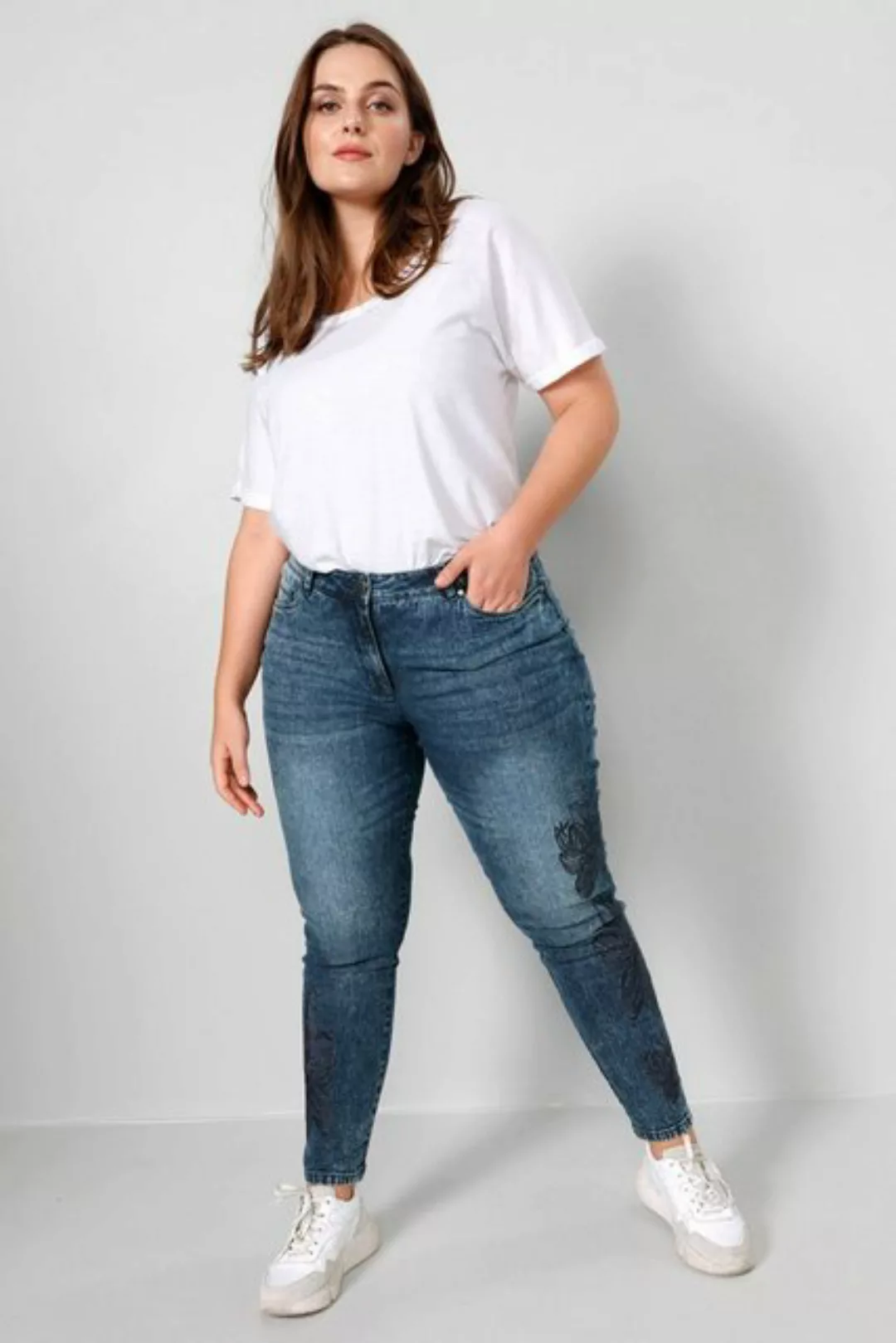Janet & Joyce Regular-fit-Jeans 7/8-Jeans Komfort Fit Stickerei 5-Pocket günstig online kaufen