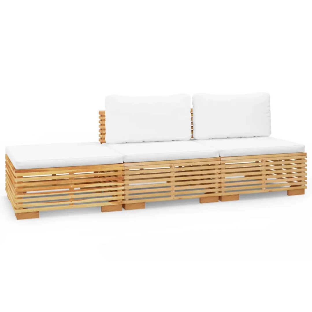 Vidaxl 3-tlg. Garten-lounge-set Mit Kissen Massivholz Teak günstig online kaufen