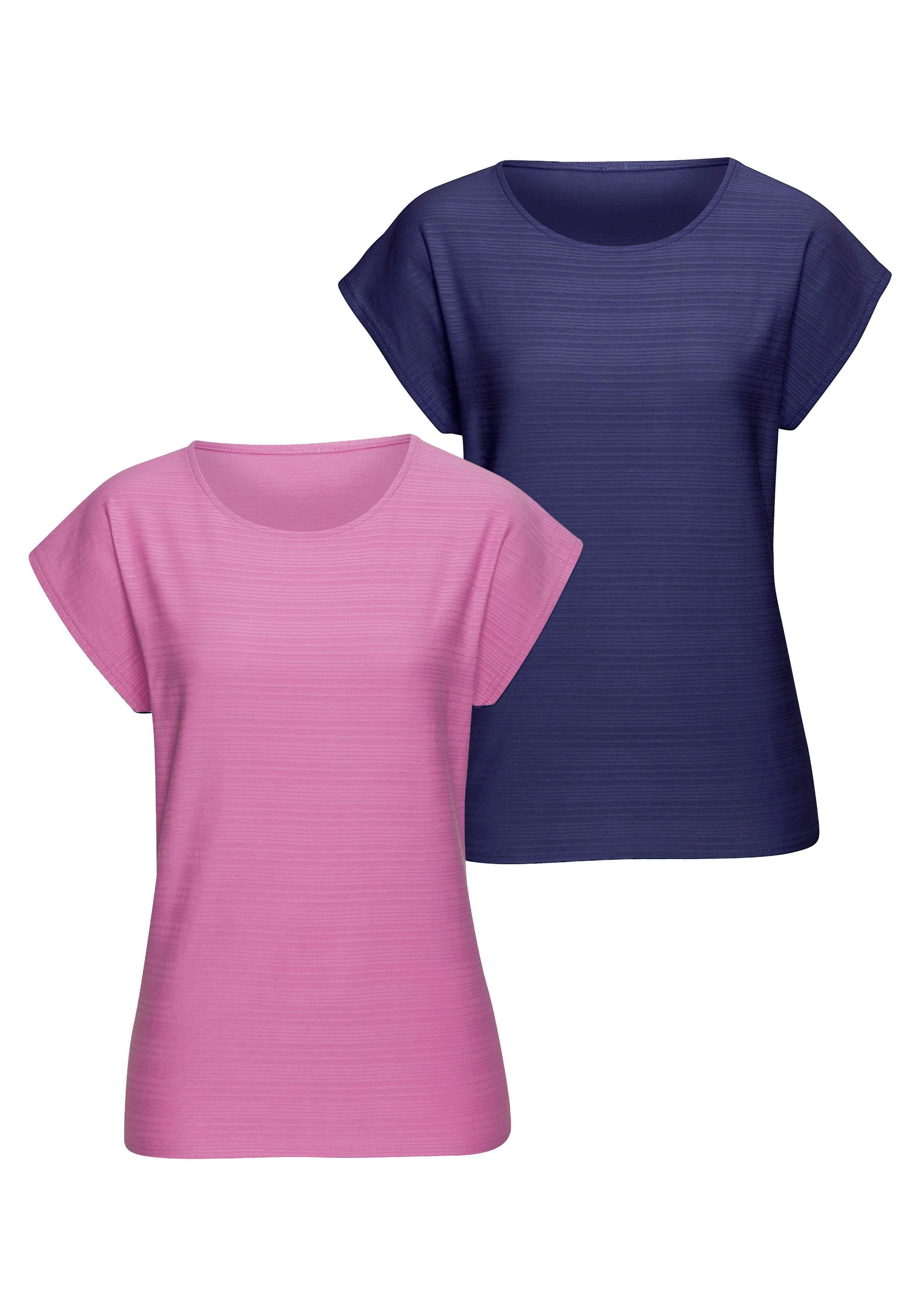 Vivance T-Shirt "mit modischer Streifenstruktur", (Packung), aus weicher Ba günstig online kaufen