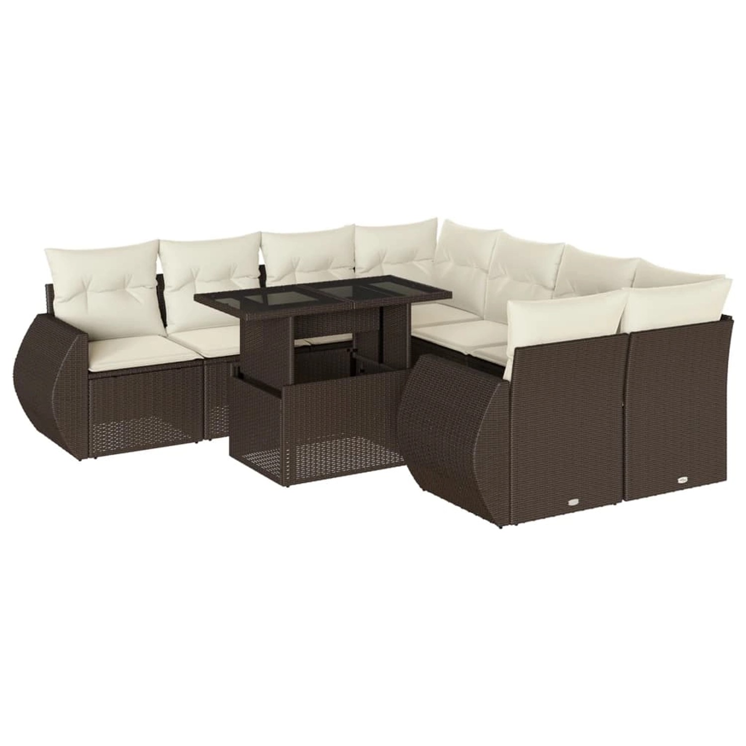 vidaXL 9-Tlg Garten-Sofagarnitur mit Kissen Braun Poly Rattan 3268433 günstig online kaufen