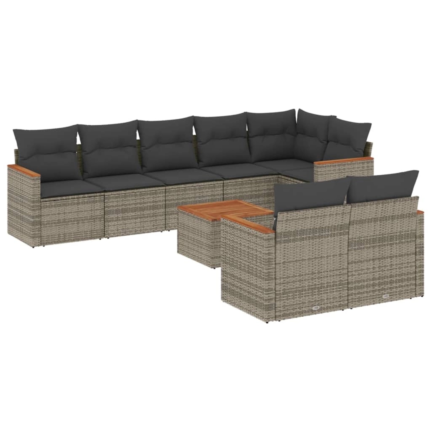 vidaXL 9-Tlg Garten-Sofagarnitur mit Kissen Grau Poly Rattan 3226158 günstig online kaufen