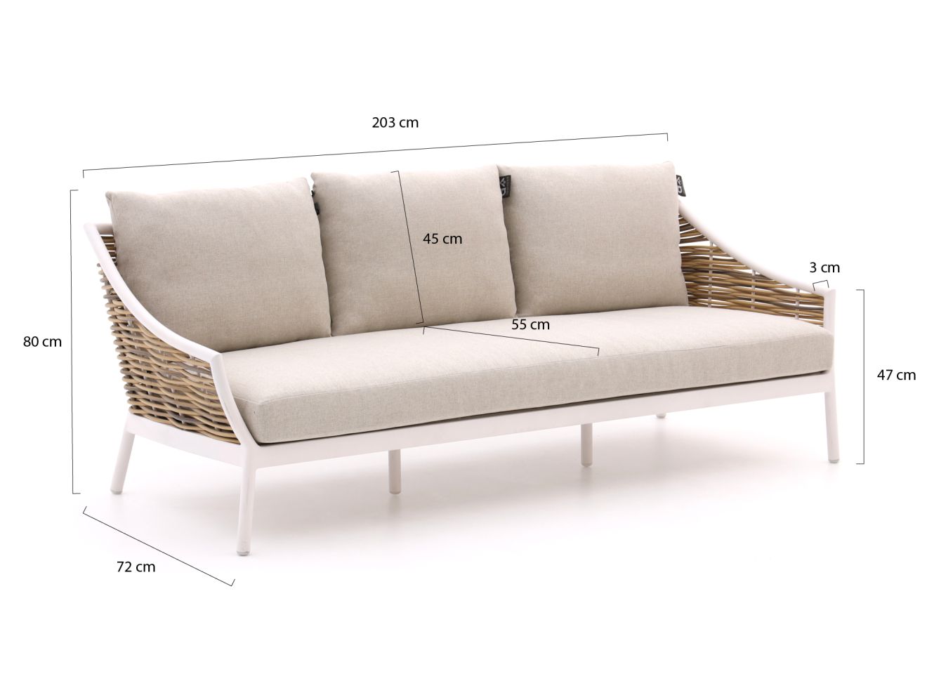 Apple Bee Milou Gartensofa 3-Sitzer 203 cm günstig online kaufen