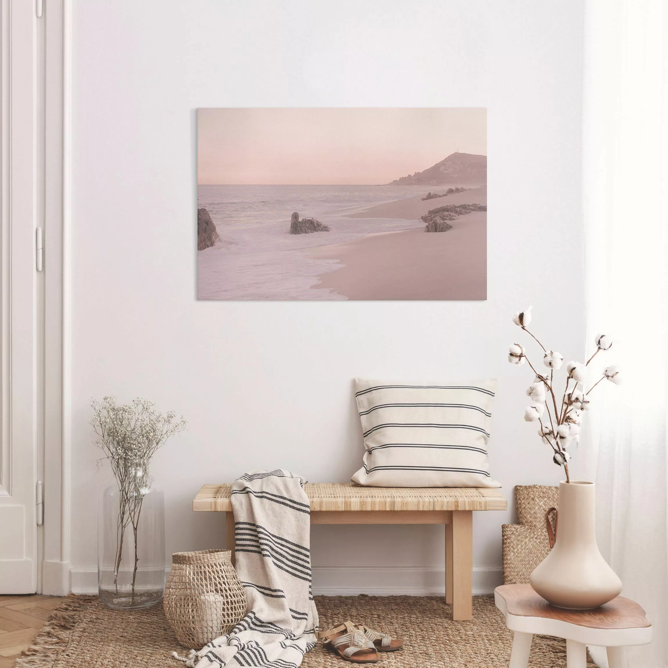 Leinwandbild Roségoldener Strand günstig online kaufen