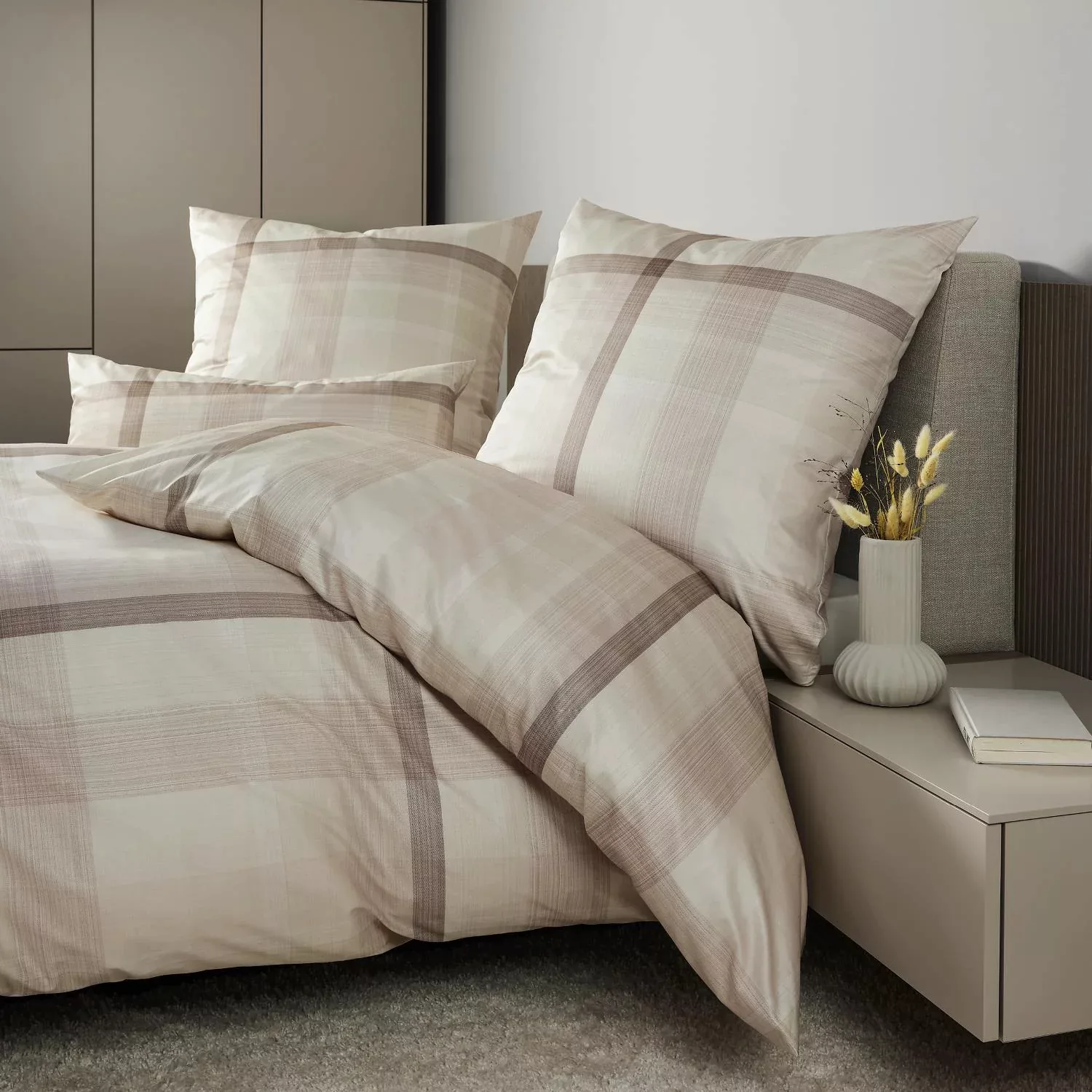 Janine Janine Mako-Satin Bettwäsche MILANO 45112 braun beige Größe:  135x20 günstig online kaufen