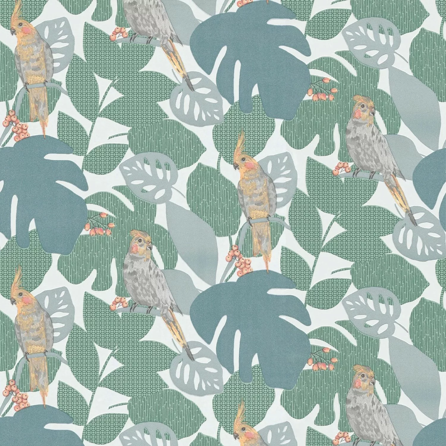 Bricoflor Dschungel Tapete mit Kakadu Palmenblätter Vliestapete mit Vogel I günstig online kaufen