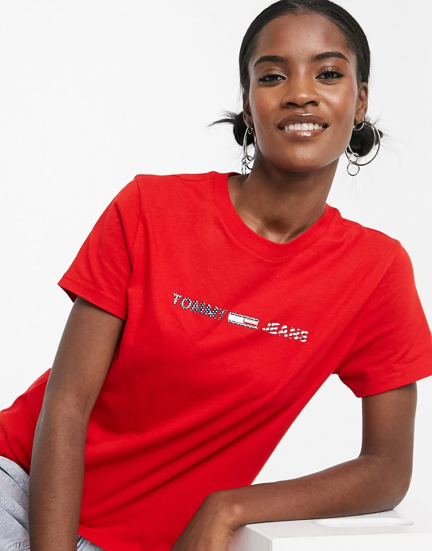 Tommy Jeans Americana Logo Kurzärmeliges T-shirt S Deep Crimson günstig online kaufen