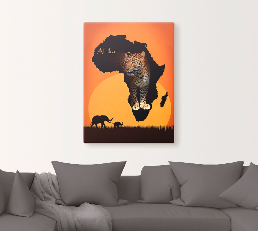 Artland Wandbild "Afrika der schwarze Kontinent", Wildtiere, (1 St.), als L günstig online kaufen