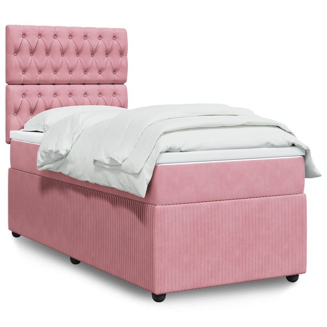 vidaXL Boxspringbett, Boxspringbett mit Matratze Rosa 80x200 cm Samt günstig online kaufen