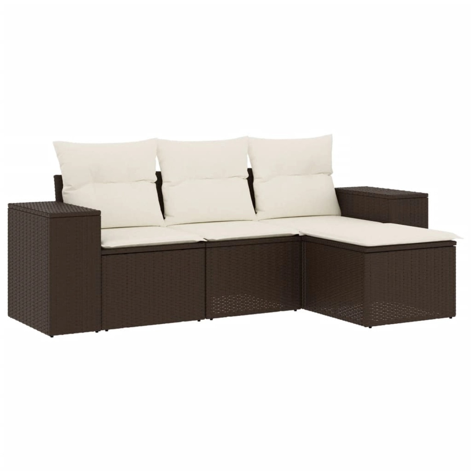 vidaXL 4-Tlg Garten-Sofagarnitur mit Kissen Braun Poly Rattan 3254810 günstig online kaufen
