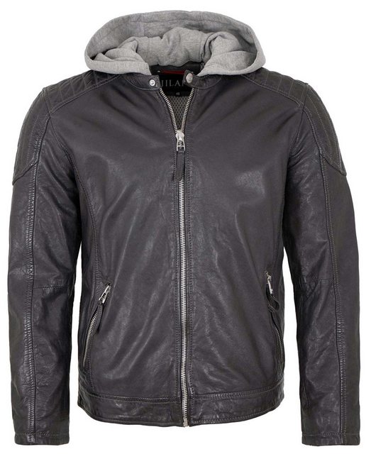 Jilani Lederjacke Arrow Jilani - Herren Lederjacke Kapuze Lammnappa grau-bl günstig online kaufen