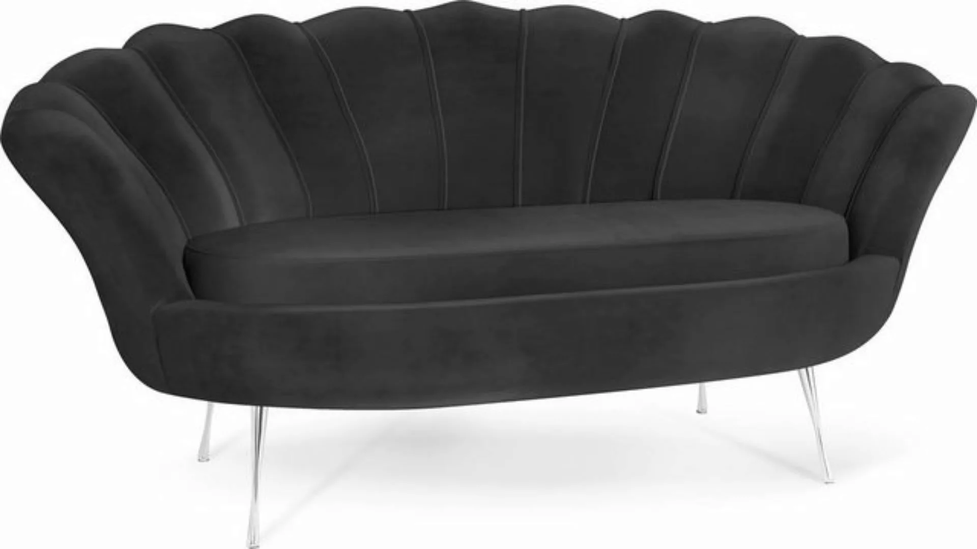 WFL GROUP Sofa Muschel, Samt 2-Sitzer Couch mit Golden oder Silber Metallbe günstig online kaufen