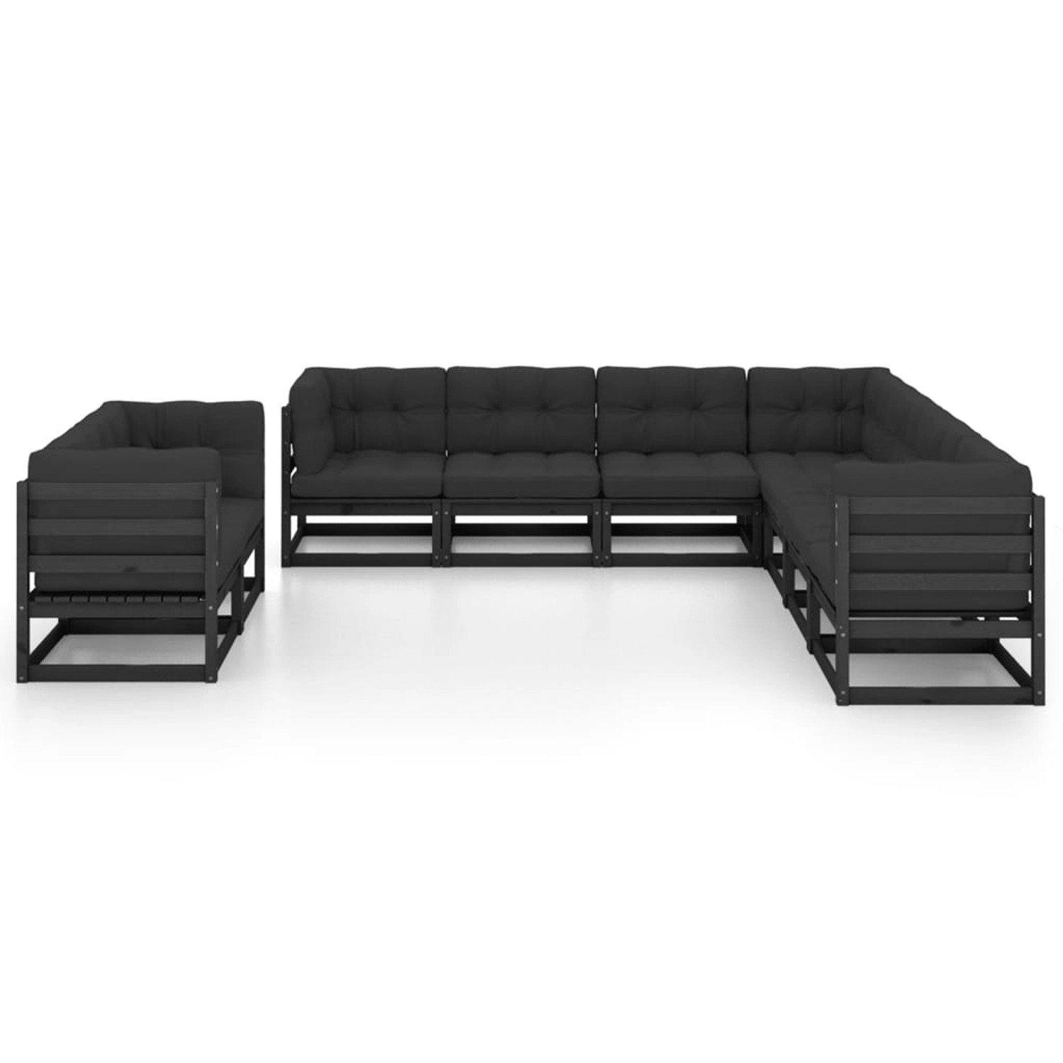 9-tlg. Garten-lounge-set Mit Kissen Schwarz Massivholz Kiefer günstig online kaufen