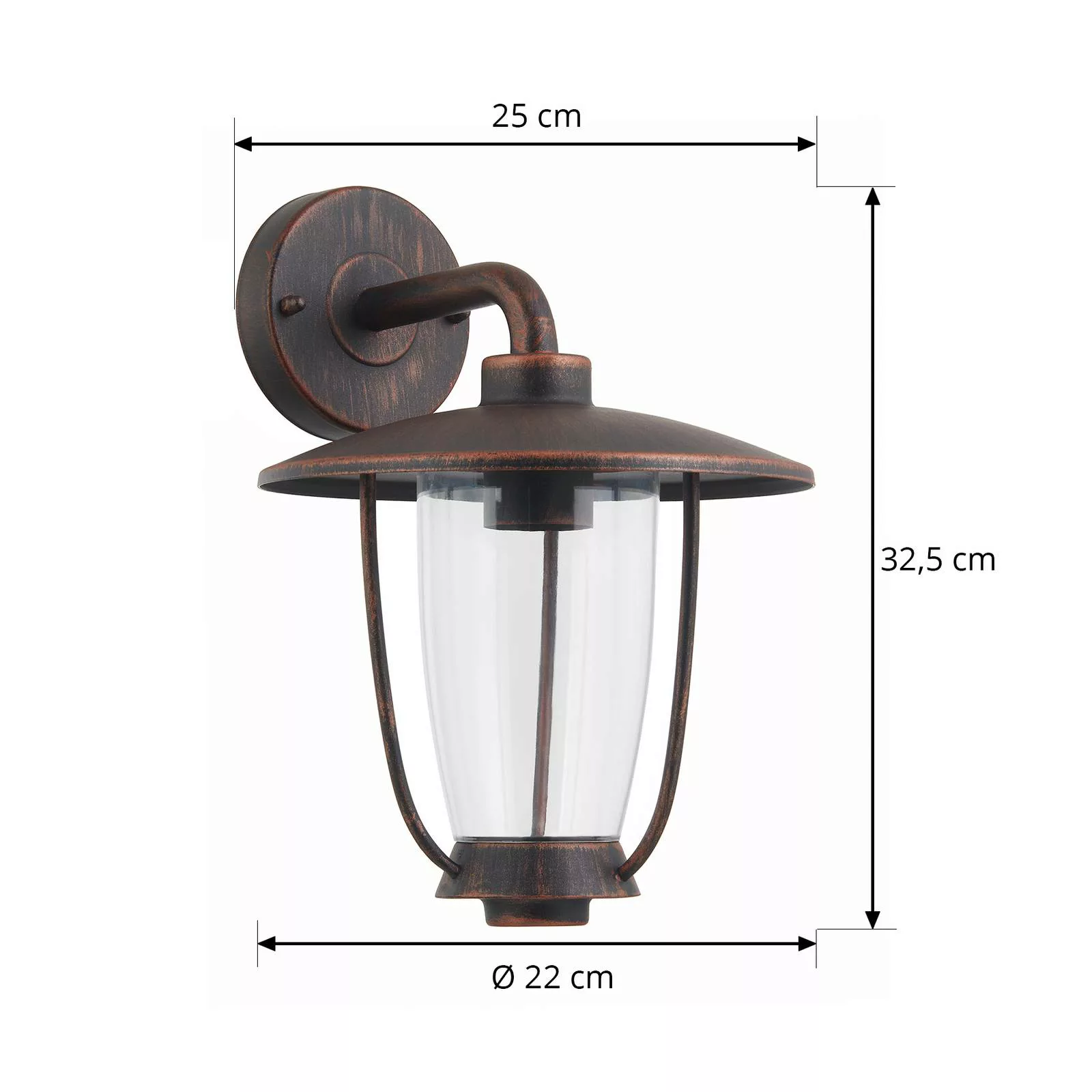 Lindby Außenwandlampe Satish, kupferfarben, Eisen, 32 cm günstig online kaufen