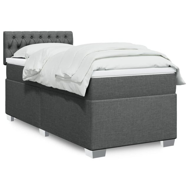 furnicato Bettgestell Boxspringbett mit Matratze Dunkelgrau 80x200 cm Stoff günstig online kaufen