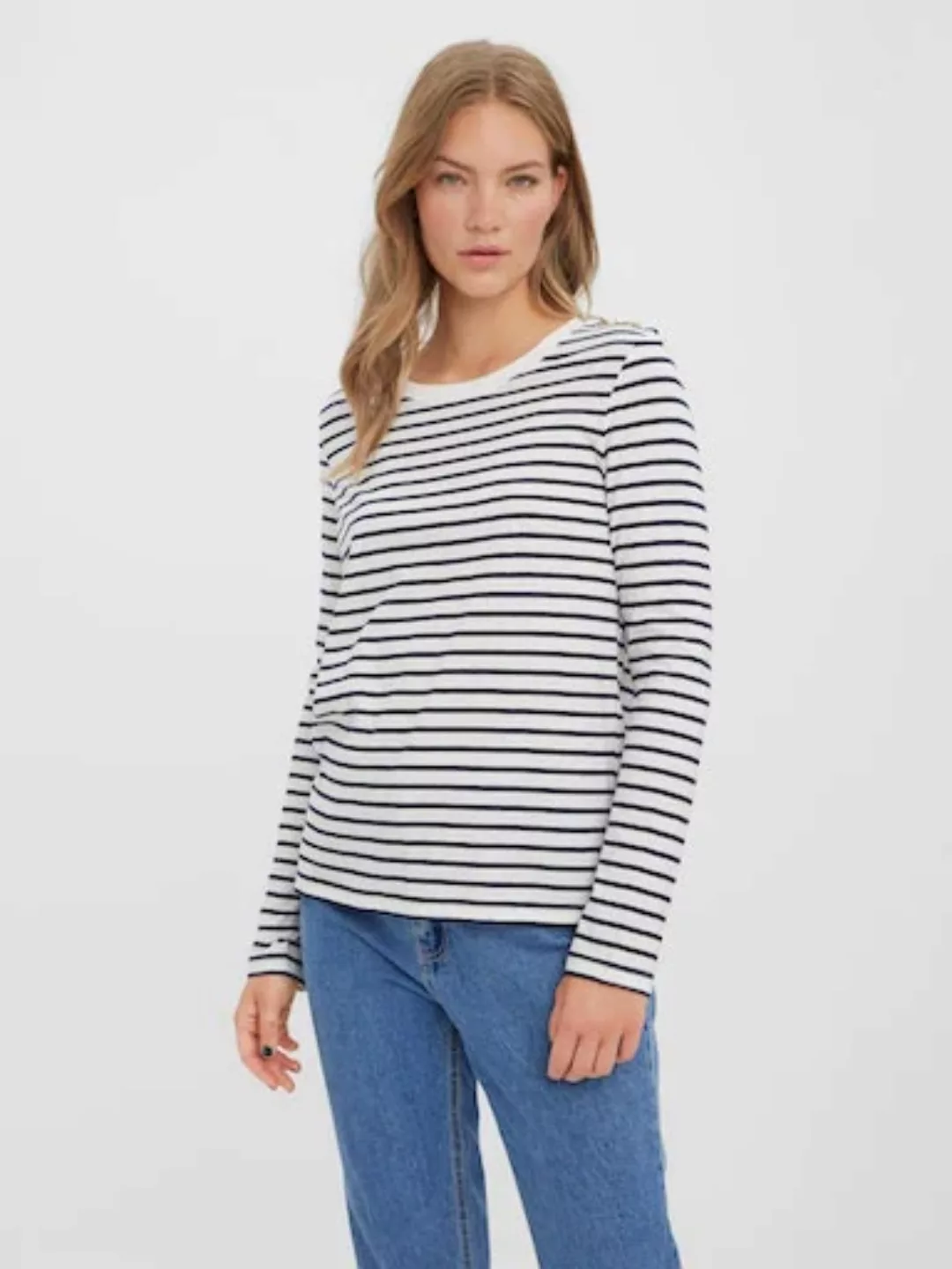 Vero Moda Langarmshirt "VMLEXIE APRIL LS TOP JRS", mit Zierknöpfen günstig online kaufen