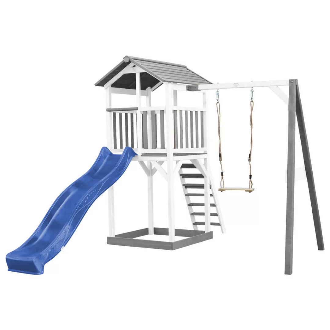 Axi Beach Tower Spielturm mit Einzelschaukel, Blauer Rutsche 349 x 284 x 24 günstig online kaufen