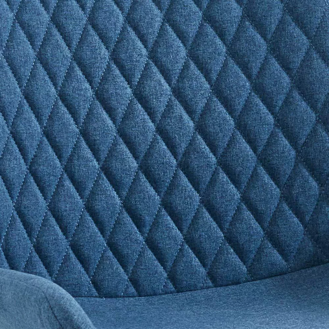 Gepolsterte Esstisch Stühle in Blau Stoff Gestell aus Metall (2er Set) günstig online kaufen