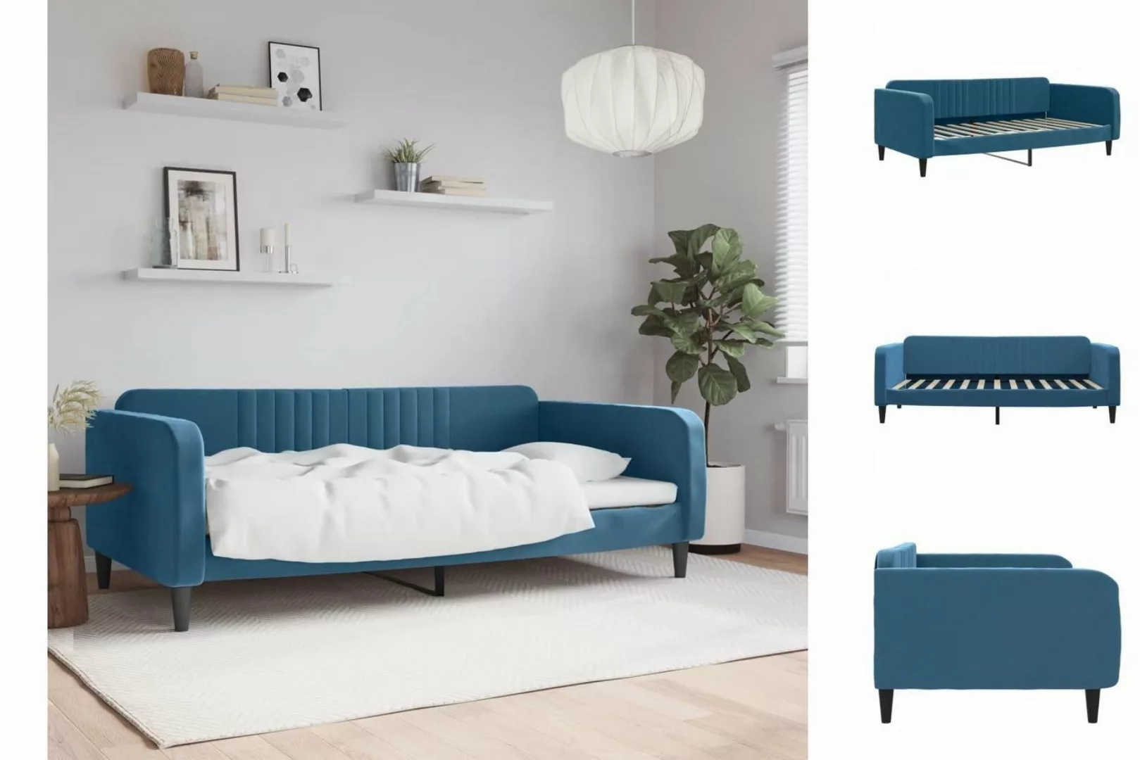 vidaXL Gästebett Tagesbett Blau 100x200 cm Samt Gästebett Gästecouch Gästes günstig online kaufen