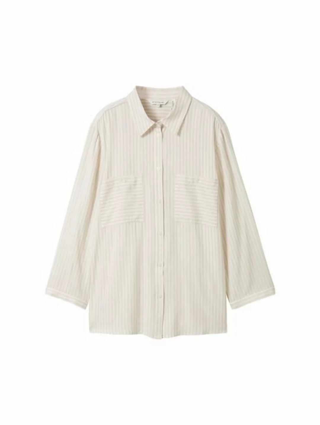 TOM TAILOR Blusentop striped blouse shirt, beige white thin stripe günstig online kaufen