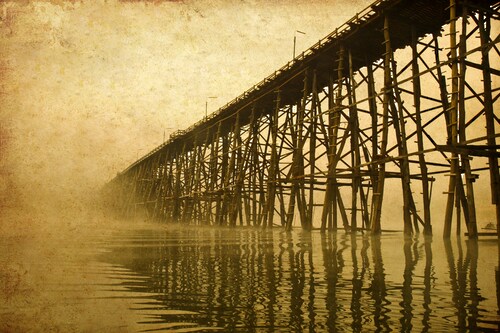 Papermoon Fototapete »PIER-SEPIA VINTAGE WANDBILD MEER STRAND STEG OZEAN XX günstig online kaufen